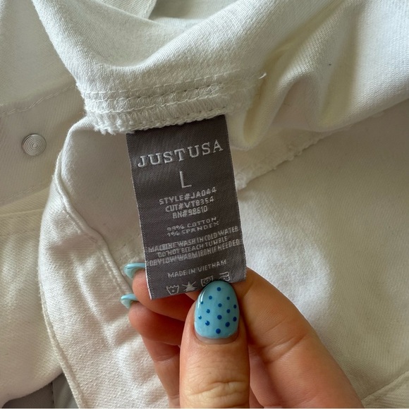 Just USA White Jean Jacket Silver Buttons - Picture 8 of 12